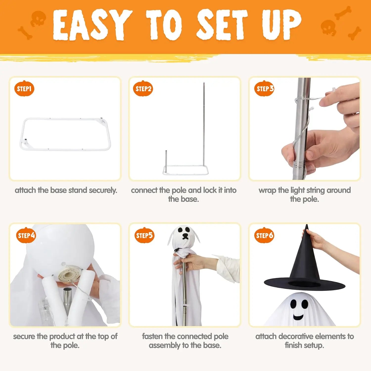 2Pcs Outdoor Halloween Decorations 55" Standing Ghost and 23" Dog Ghost Cute Set with Warm White LED Lights 8 Lightng Modes & Timer for Yard Lawn Party Favors and Halloween Decor Outside Indoor - The Eezee Shop