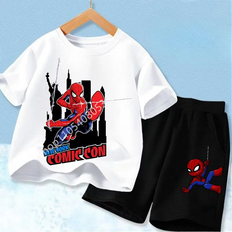 Spider Hero Kids Summer Set | Short Sleeve Top & Shorts Outfit Sets - The Eezee Shop