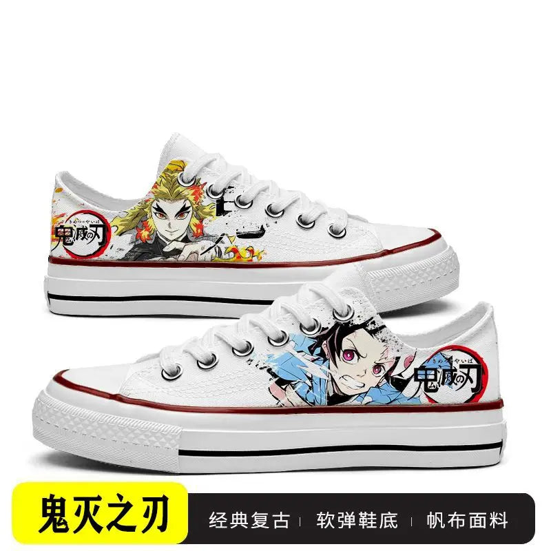Tanjiro Canvas Sneakers | Demon Slayer Low-Top Graffiti Shoes Sneakers - The Eezee Shop