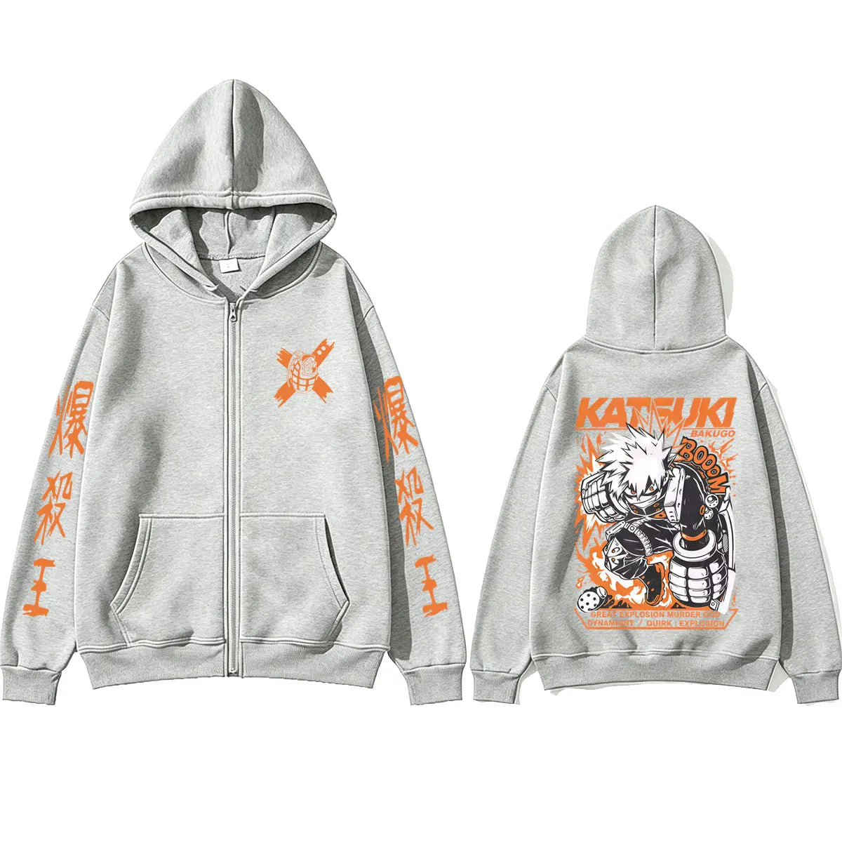 Bakugo Katsuki Zip-Up Hoodie | My Hero Academia Oversized Jacket Hoodies & Sweatshirts - The Eezee Shop