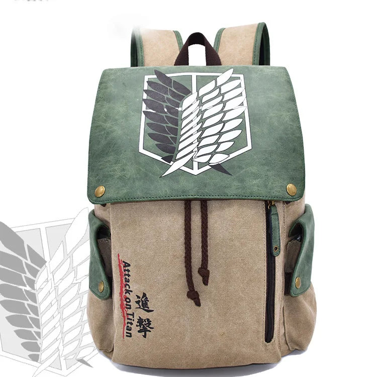 Attack on Titan Canvas Backpack | Anime Laptop School Bag Backpacks - The Eezee Shop