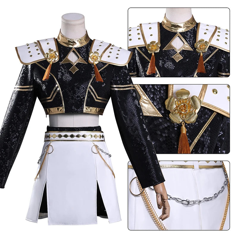 Rumi, Zoey & Mira Cosplay Costume with Wig | Black & Gold Stage Outfit Cosplay Costumes - The Eezee Shop