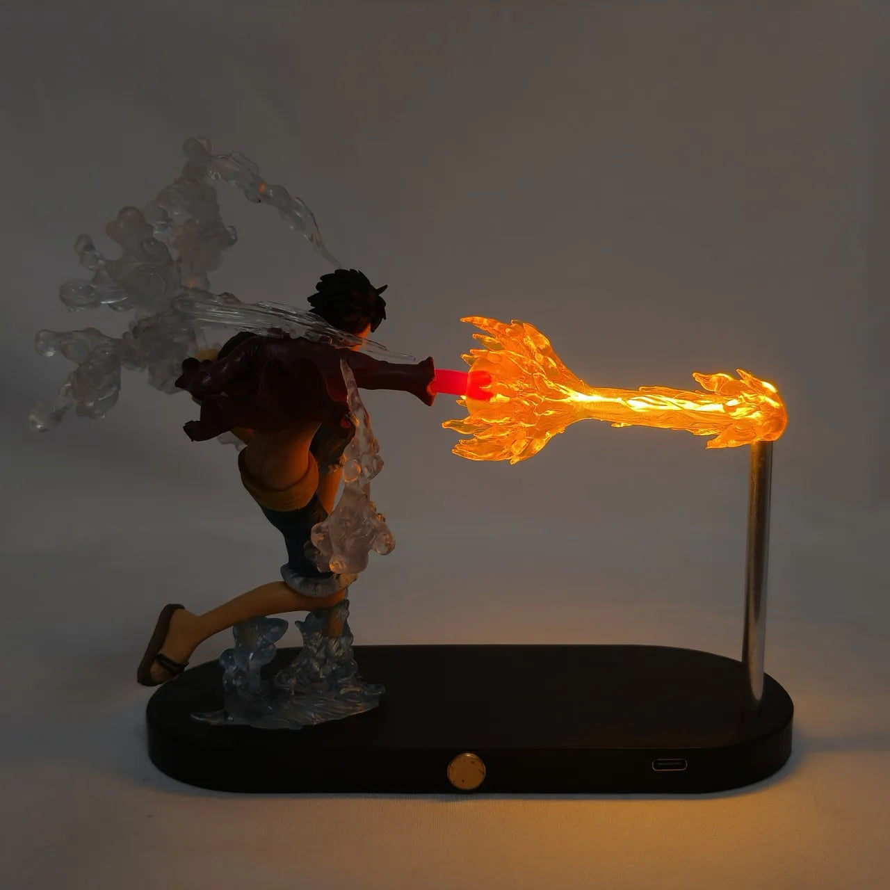 Portgas D. Ace LED Night Light | One Piece Flame Lamp Wood Base Lamps & Night Lights - The Eezee Shop