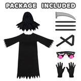Kids Grim Reaper Costume with Scythe | Glowing Red Eyes Halloween Costumes - The Eezee Shop