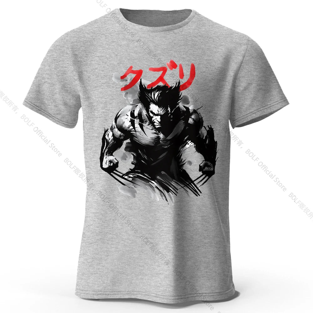 Wolverine Ink Wash Art T-Shirt | Oversized 100% Cotton Tee Graphic Tees - The Eezee Shop