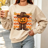 Cowboy Pumpkin Halloween Sweatshirt | Women's Cozy Fall Pullover Hoodies & Sweatshirts - The Eezee Shop