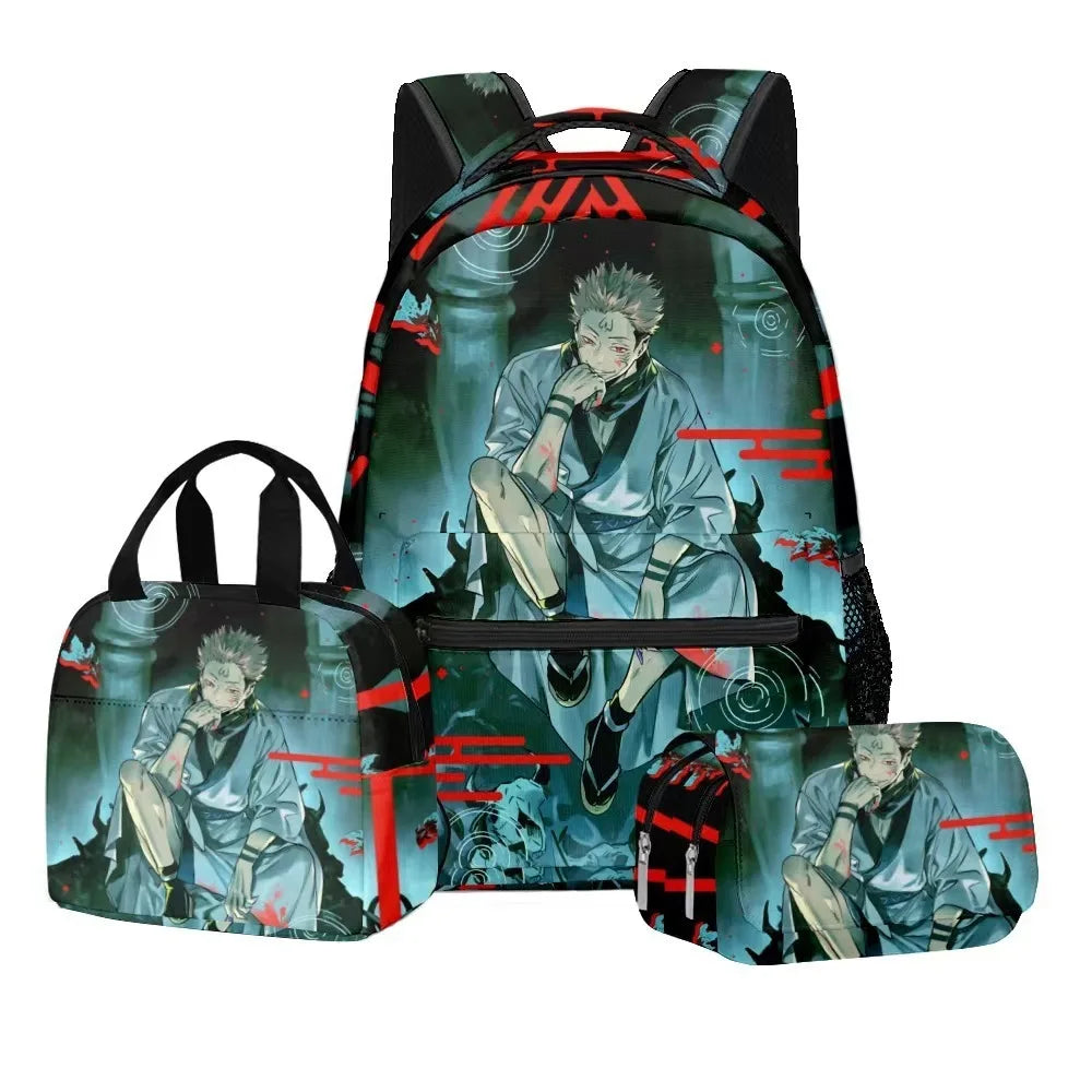 Jujutsu Kaisen Backpack 3-Piece Set | Bag, Pencil Case & Handbag Backpacks - The Eezee Shop