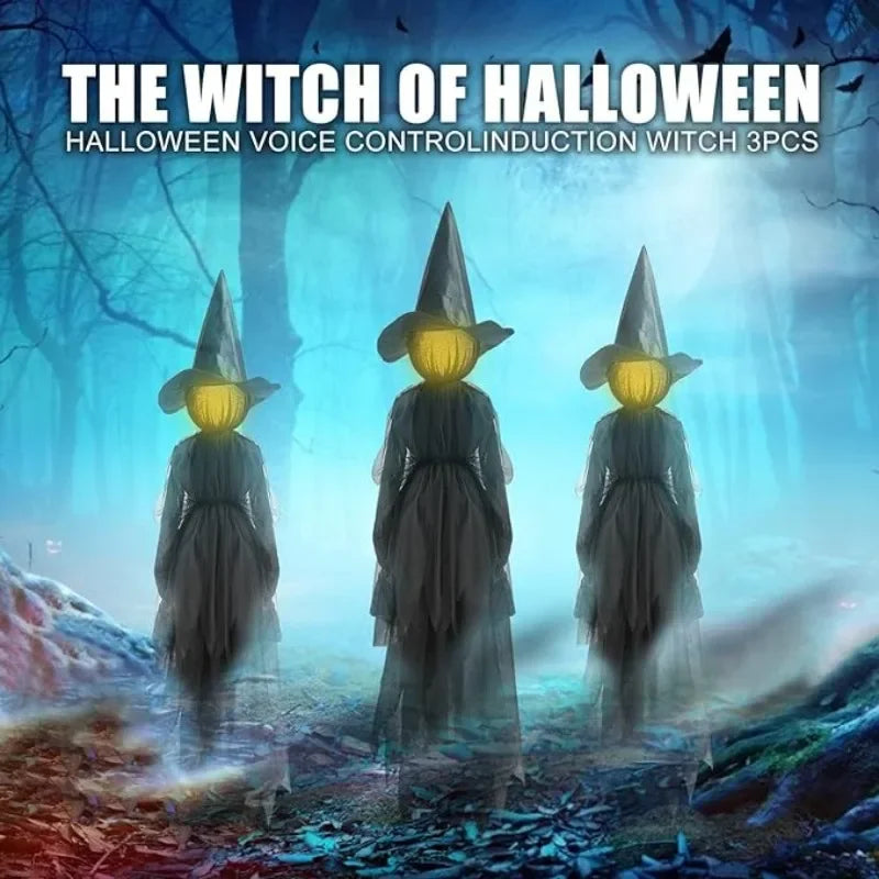 Light-Up Hand-Holding Witches | Sound-Activated Halloween Decor Halloween Decorations - The Eezee Shop