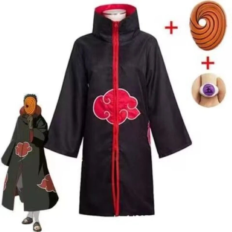 Tobi Obito Cosplay Costume | Akatsuki Coat, Mask & Ring Set Cosplay Costumes - The Eezee Shop