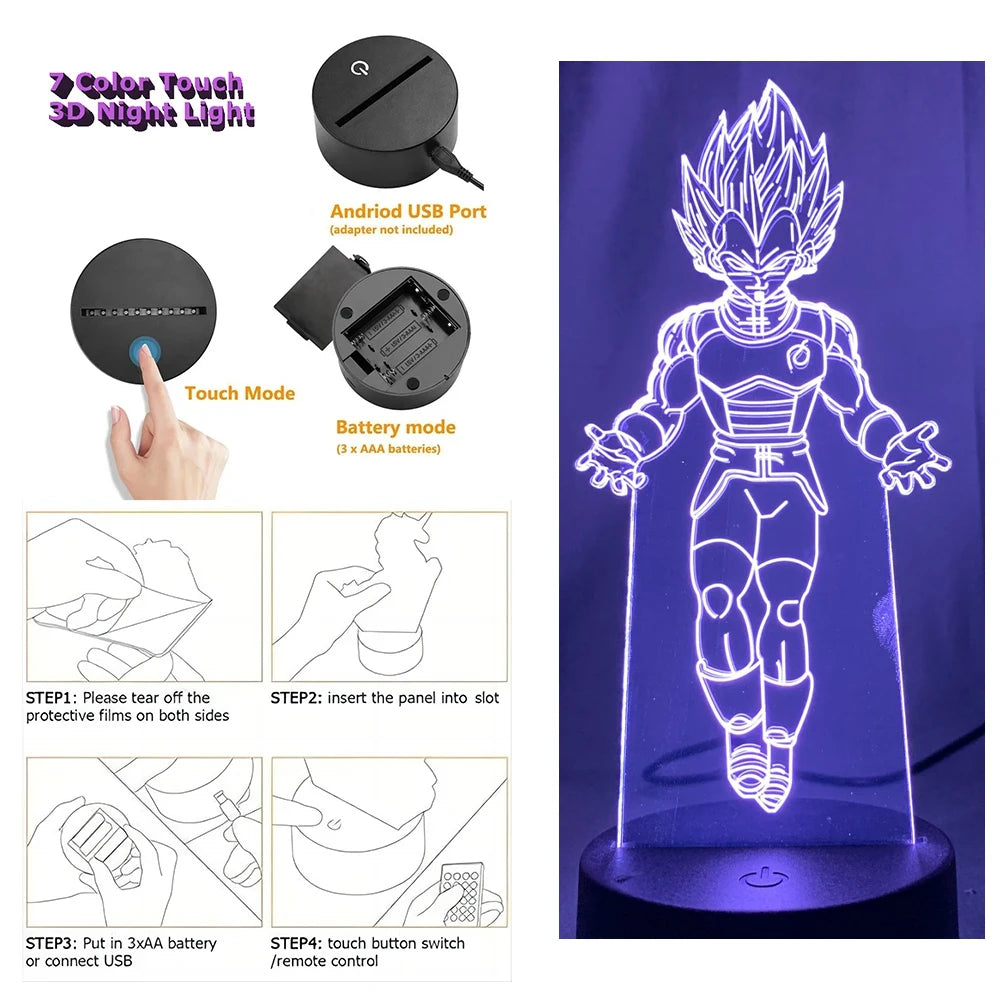 Dragon Ball Z 3D Figure Lamp | Goku, Vegeta, Gohan & Broly Lamps & Night Lights - The Eezee Shop