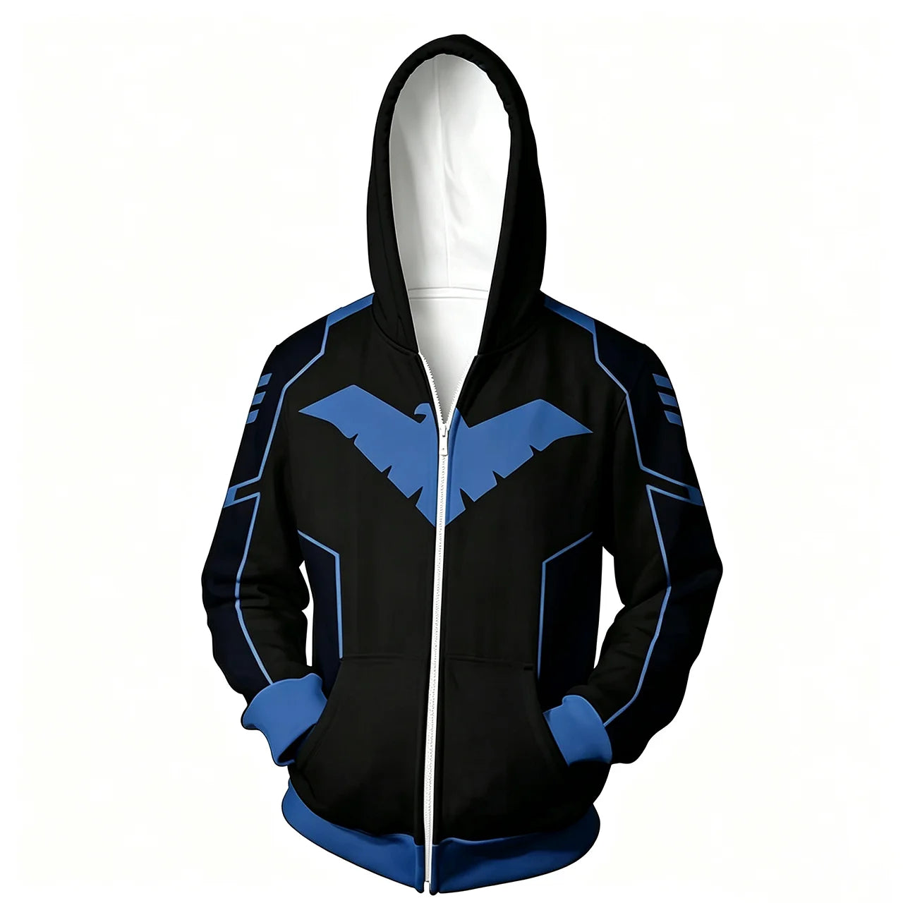 Nightwing Zip-Up Hoodie | DC Superhero Cosplay Sweatshirt Hoodies & Sweatshirts - The Eezee Shop