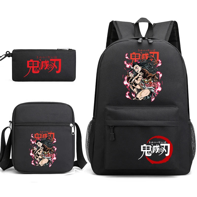 Demon Slayer Backpack 3-Piece Set | Shoulder Bag & Pencil Case Backpacks - The Eezee Shop