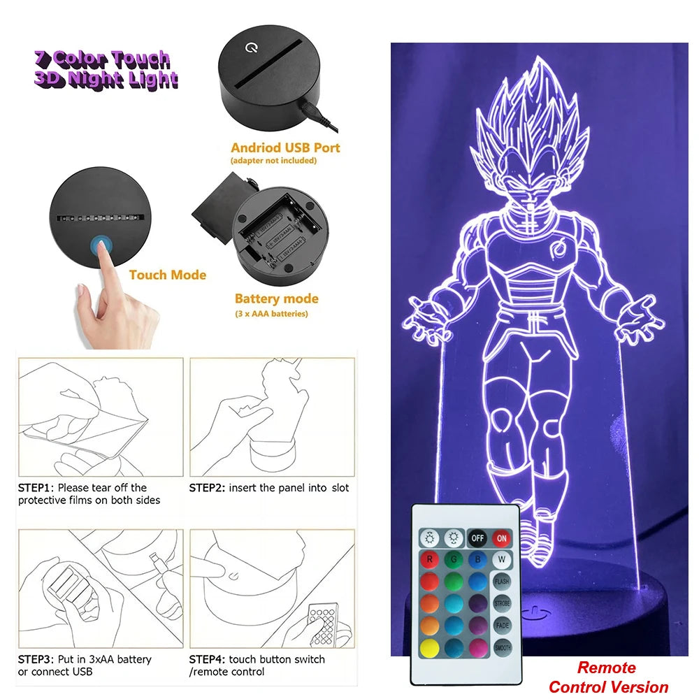 Dragon Ball Z 3D Figure Lamp | Goku, Vegeta, Gohan & Broly Lamps & Night Lights - The Eezee Shop