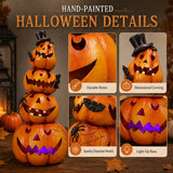 Light-Up Stacked Pumpkin Tower | 4-Tier Jack-O-Lantern Figurine Halloween Figurines - The Eezee Shop