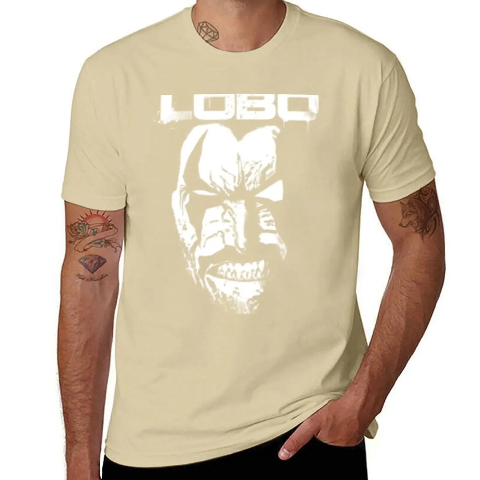 Lobo Graphic T-Shirt | Men's White Summer Comic Tee Graphic Tees - The Eezee Shop