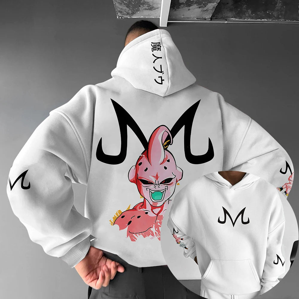 Dragon Ball Z Majin Buu Pink Hoodie Men Anime Streetwear Cosplay Sweatshirt with Japanese Print Casual Pullover for Fans Fashion Hoodies Series - The Eezee Shop