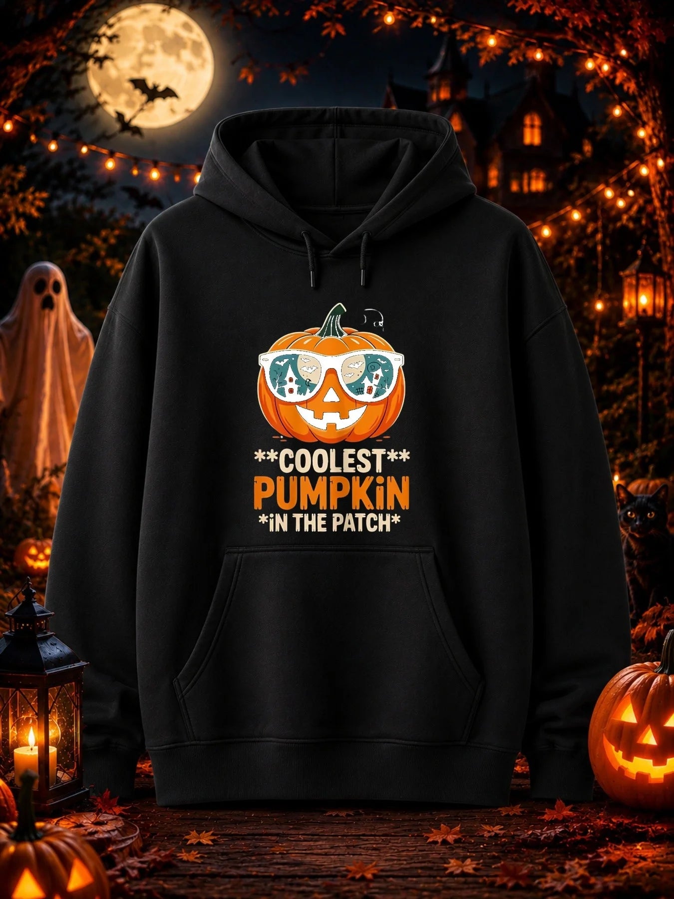 Coolest Pumpkin Hoodie | Men's Sunglasses Jack-O-Lantern Pullover Hoodies & Sweatshirts - The Eezee Shop