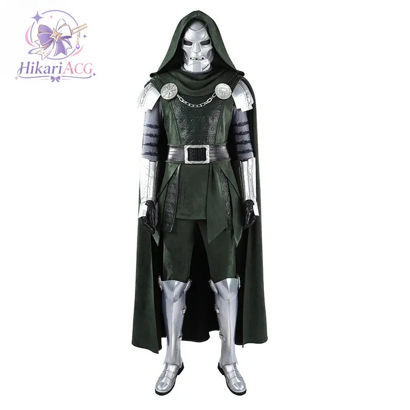 Doctor Doom Armor Cosplay Costume | Green Hooded Cape & Mask Set Cosplay Costumes - The Eezee Shop