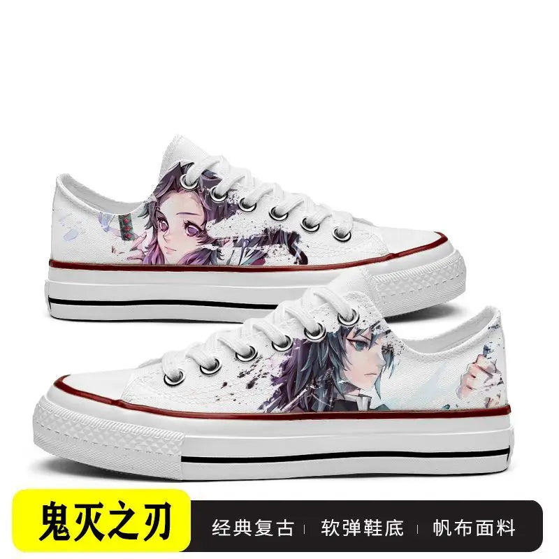 Tanjiro Canvas Sneakers | Demon Slayer Low-Top Graffiti Shoes Sneakers - The Eezee Shop