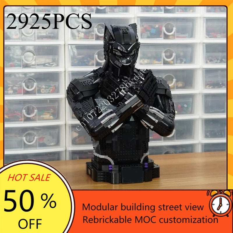 Black Panther Bust Building Block Set | MOC Display Model Building Block Sets - The Eezee Shop
