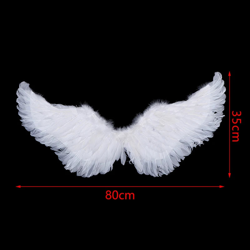 White Angel Feather Wings & Halo Set | Costume Wings with Wand Cosplay Accessories - The Eezee Shop