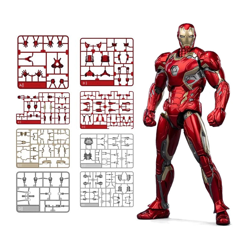 Red superhero suit with assembly instructions on a white background