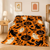 Black Cat Halloween Flannel Throw | Ultra-Soft Plush Blanket Throw Blankets - The Eezee Shop