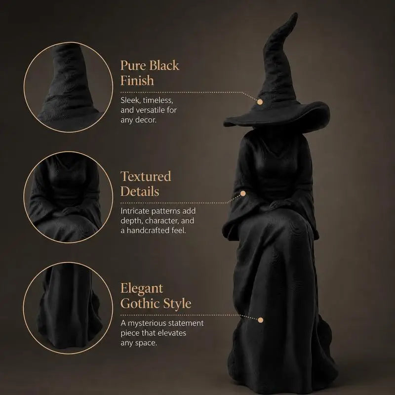 Seated Faceless Witch Figurine | Gothic Shelf Hanging Decor Halloween Figurines - The Eezee Shop