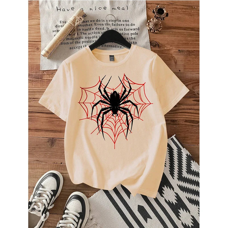 Casual Spider Round Neck Short Sleeve Women T Shirt Spring Summer Other - The Eezee Shop