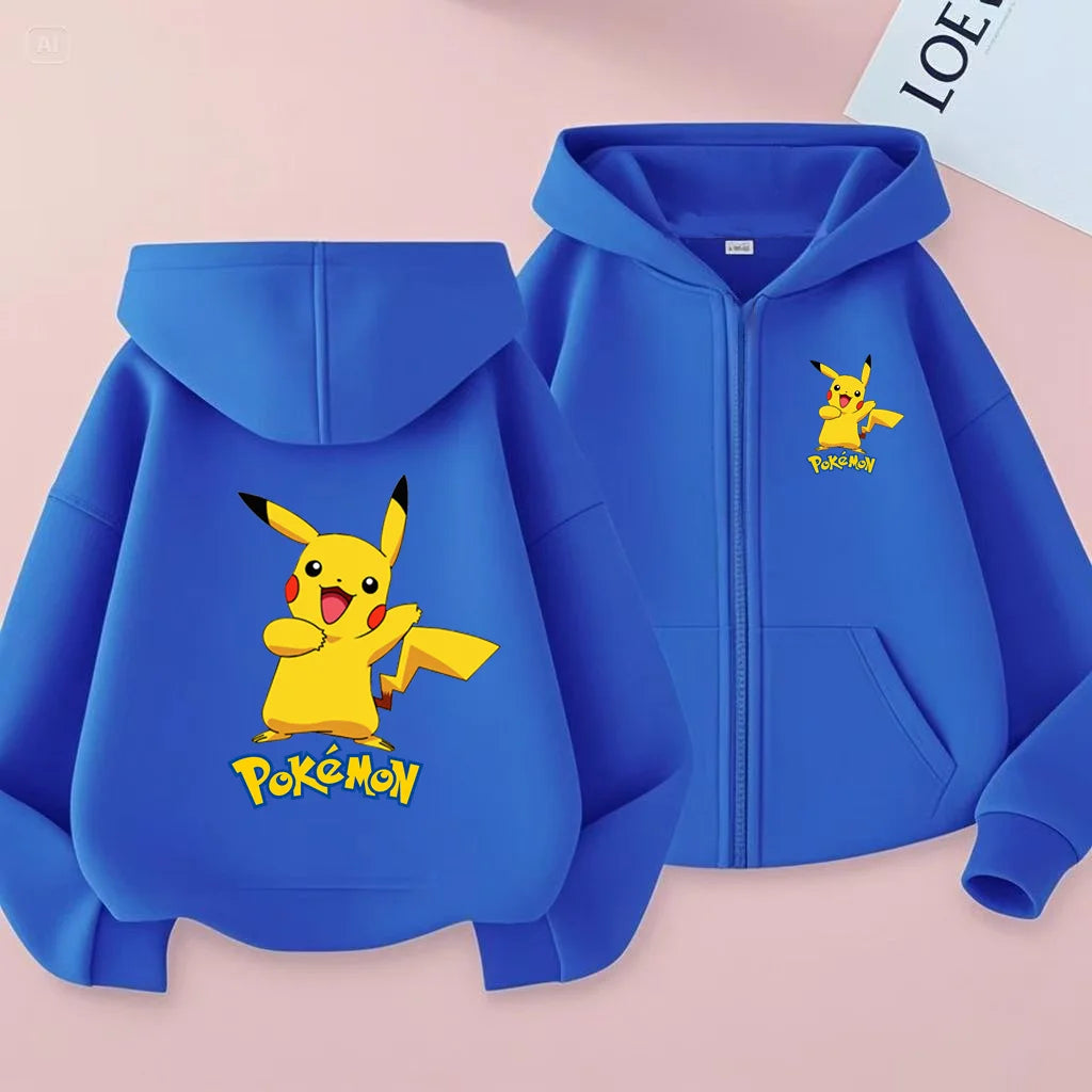 Kids Pikachu Zip-Up Sweatshirt | Pokemon Hooded Jacket 3-12Y Hoodies & Sweatshirts - The Eezee Shop