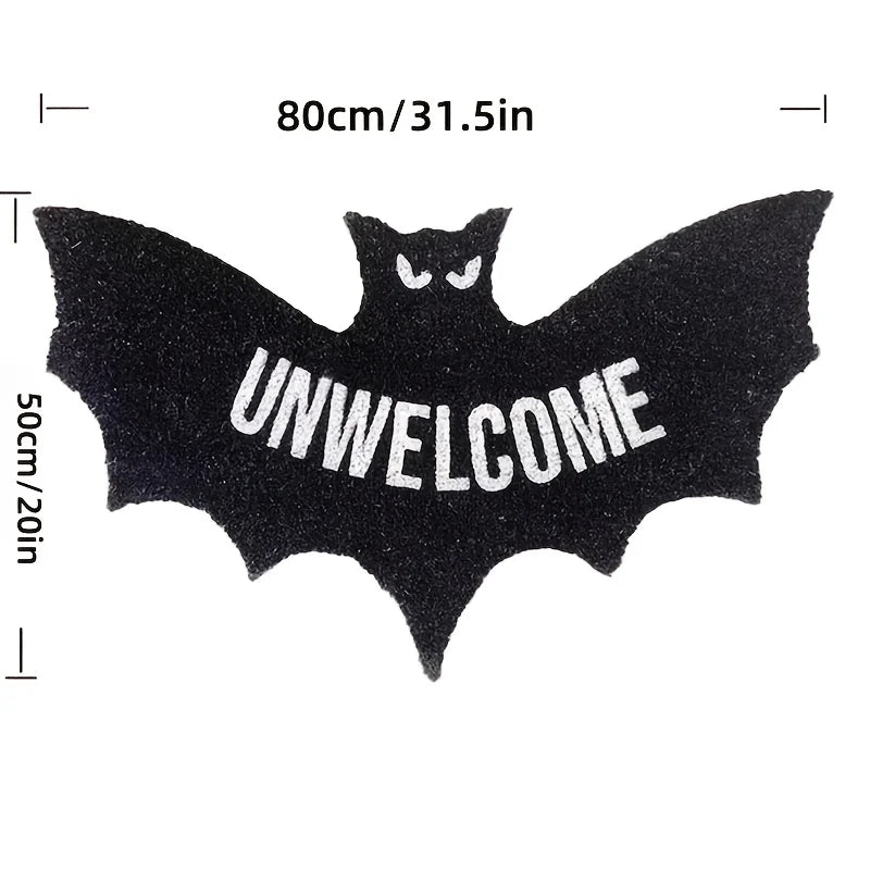Black Bat Shaped Doormat | Gothic Washable Entrance Mat Rugs & Doormats - The Eezee Shop