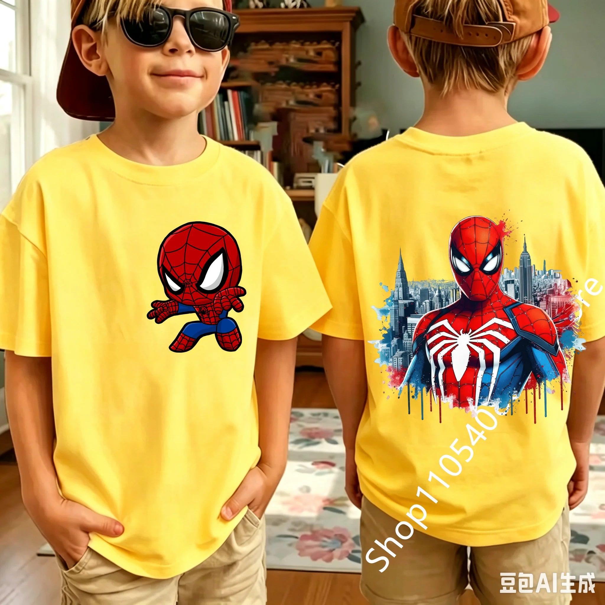 Kids Spider Character T-Shirt | Cute Breathable Summer Tee Graphic Tees - The Eezee Shop