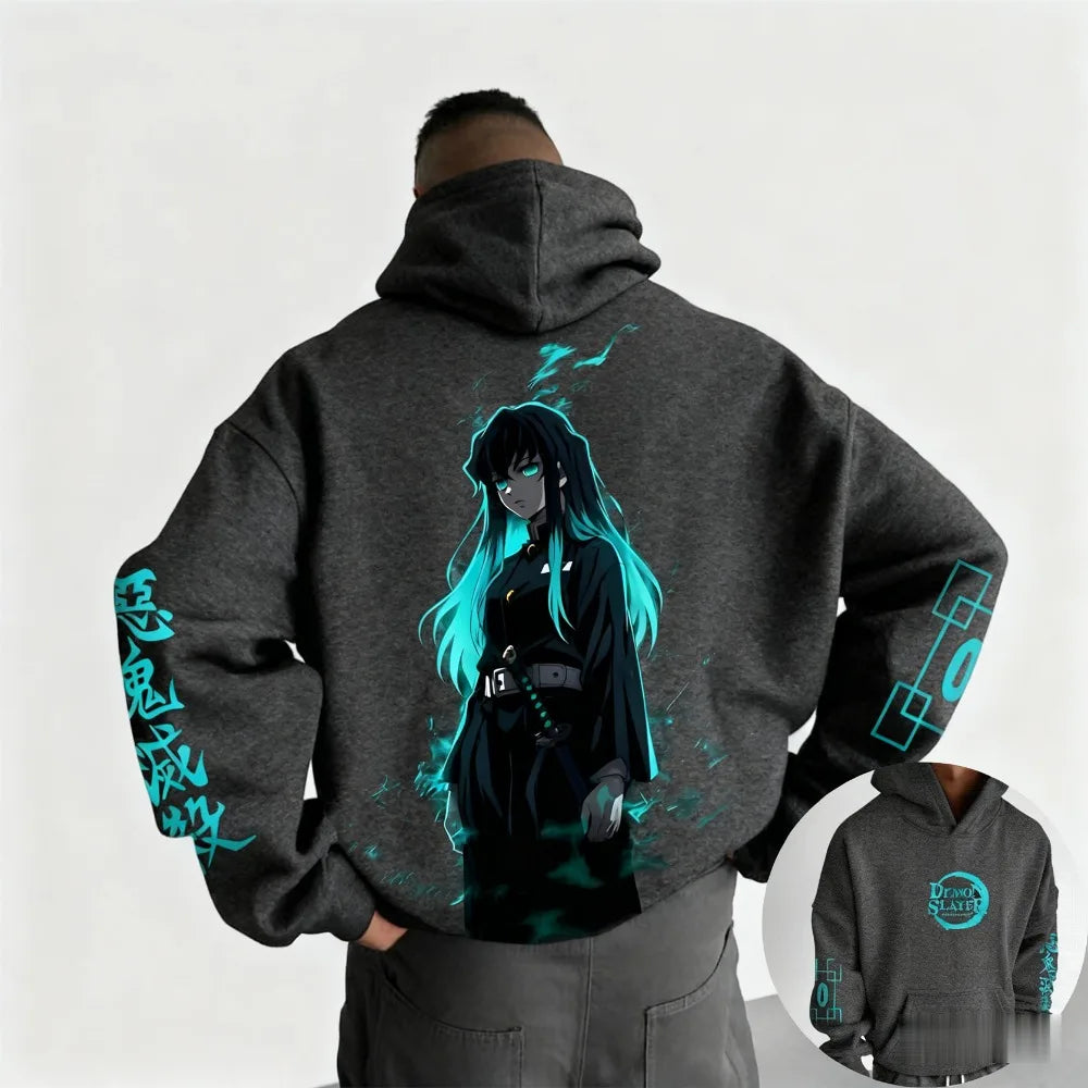 Muichiro Tokito Fleece Hoodie | Demon Slayer Plus Size Pullover Hoodies & Sweatshirts - The Eezee Shop
