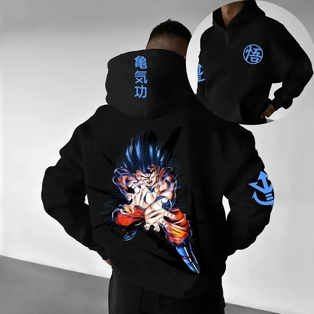 Super Saiyan Goku Retro Hoodie | Pure Cotton Dragon Ball Pullover Hoodies & Sweatshirts - The Eezee Shop