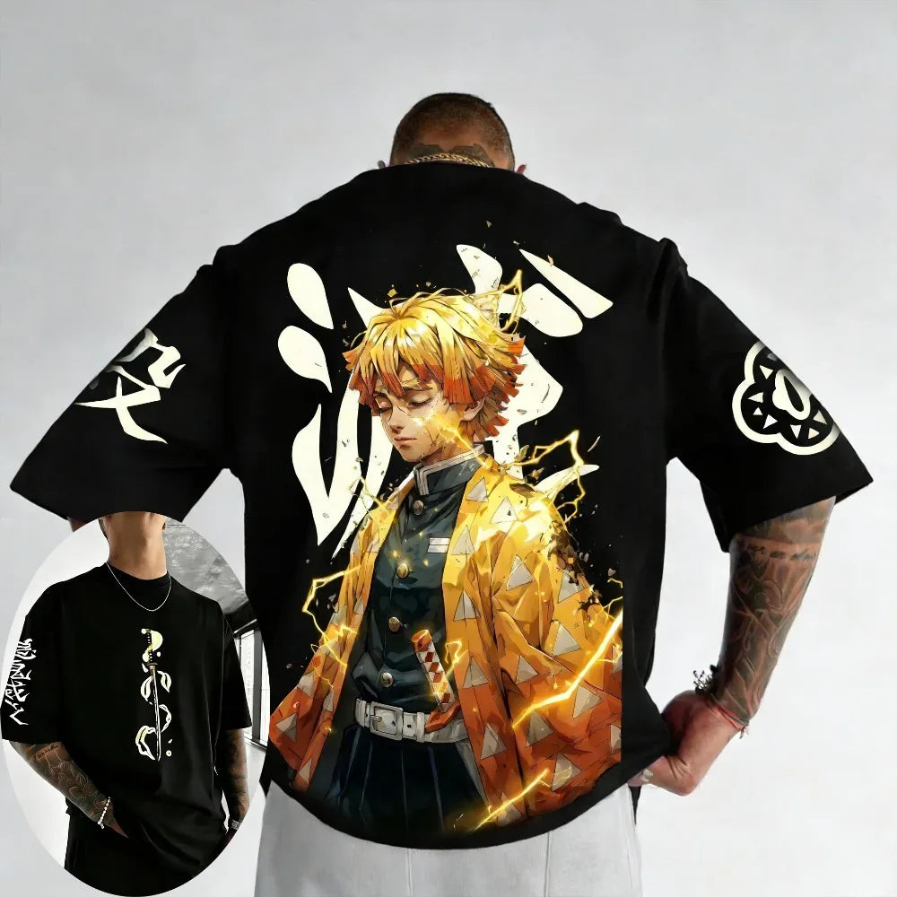 Zenitsu Agatsuma Cotton T-Shirt | Demon Slayer Unisex Tee Graphic Tees - The Eezee Shop