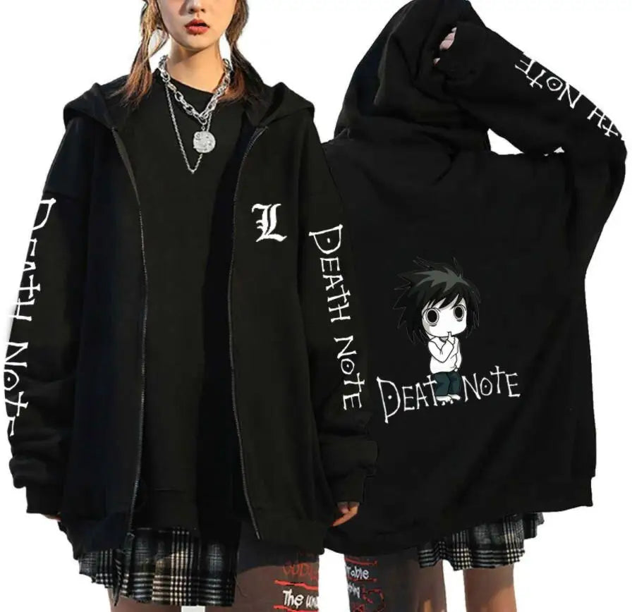 Death Note Zip-Up Hoodie | Misa, L & Ryuk Fleece Sweatshirt Hoodies & Sweatshirts - The Eezee Shop