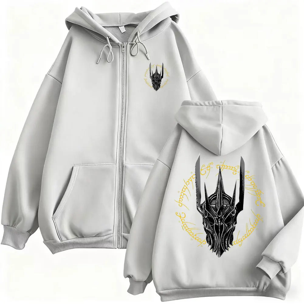 Sauron Eye Zip-Up Hoodie | Vintage Oversized Fantasy Jacket Hoodies & Sweatshirts - The Eezee Shop
