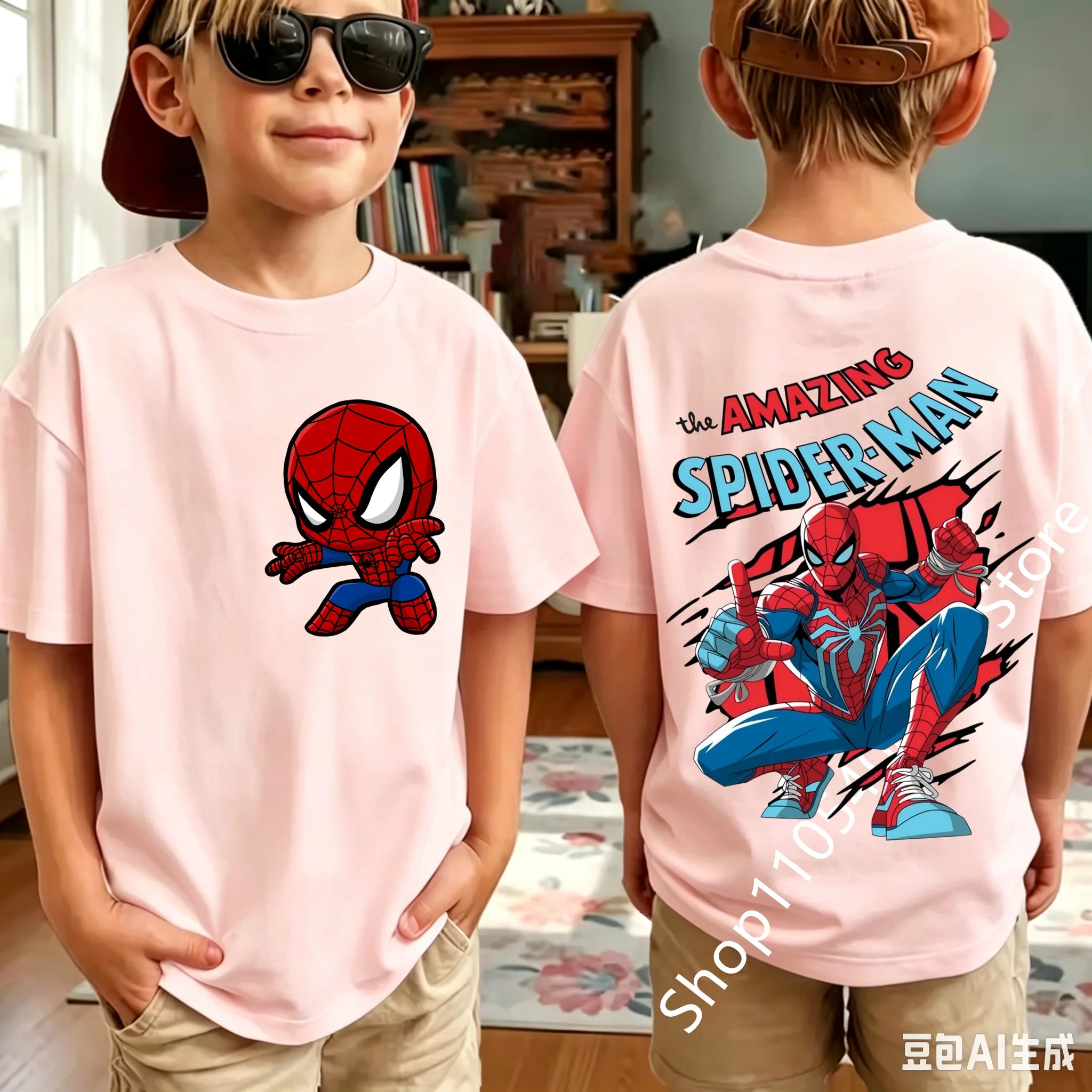 Kids Spider Hero Graphic Tee | Classic Character Print Shirt Graphic Tees - The Eezee Shop