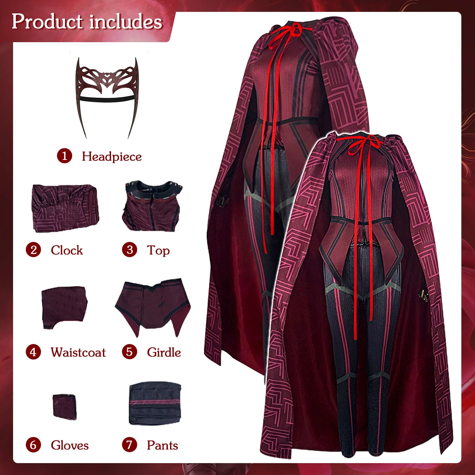 Scarlet Witch Costume with Mask | Women's WandaVision Cosplay Cosplay Costumes - The Eezee Shop