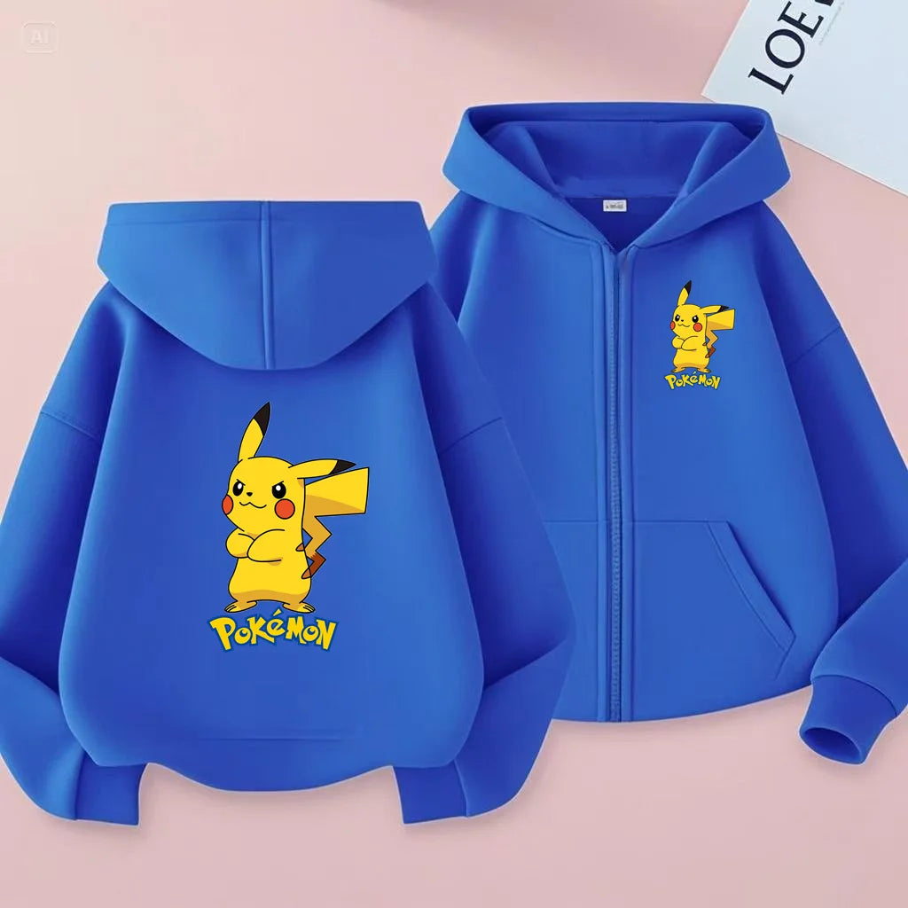 Kids Pikachu Zip-Up Sweatshirt | Pokemon Hooded Jacket 3-12Y Hoodies & Sweatshirts - The Eezee Shop