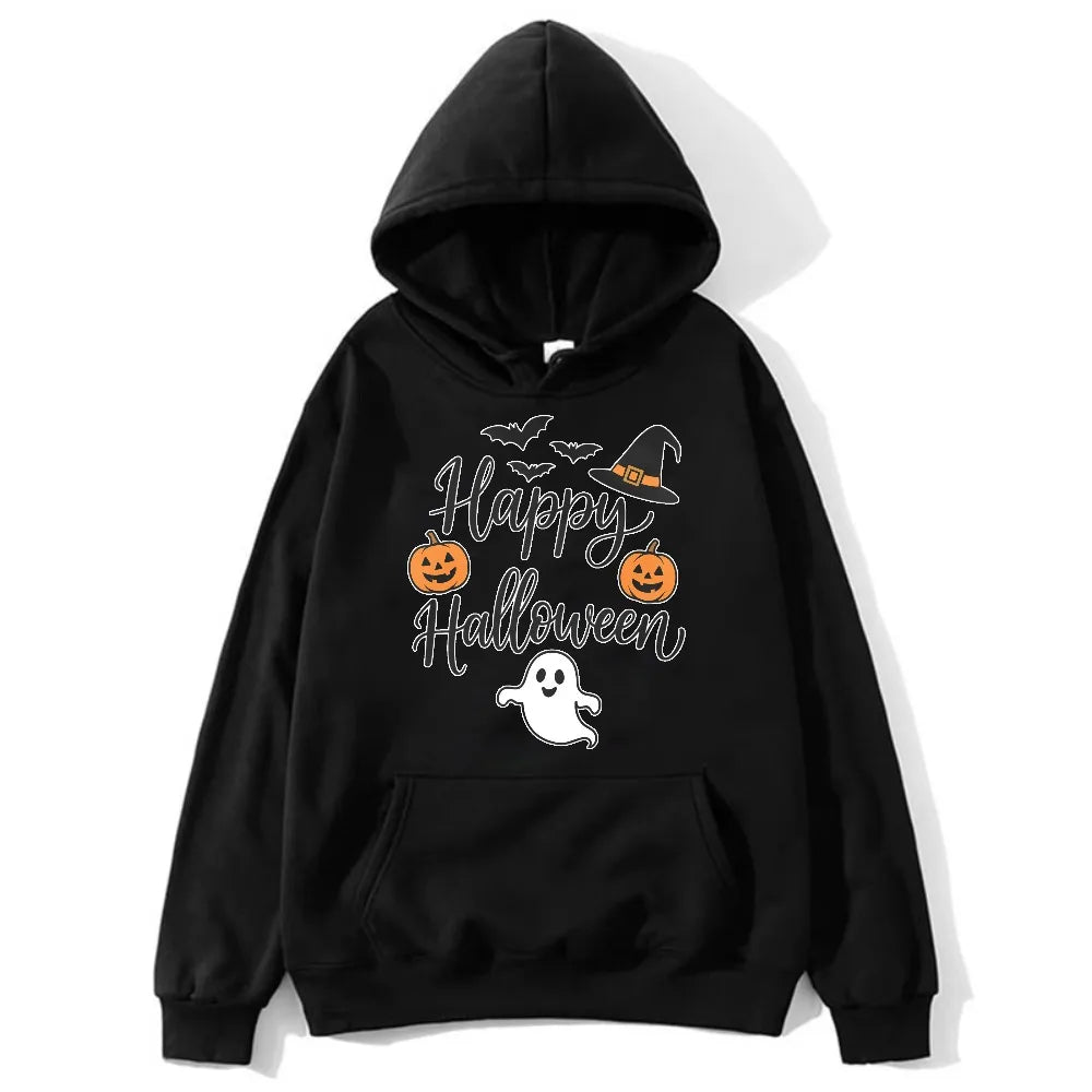 Happy Halloween Slogan Hoodie | Unisex Witch Hat Pumpkin Pullover Hoodies & Sweatshirts - The Eezee Shop