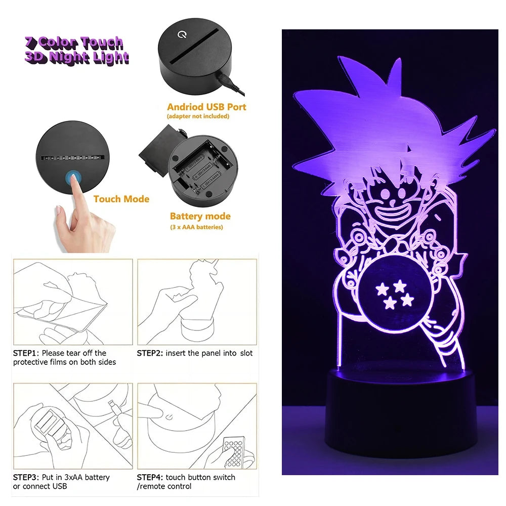 Dragon Ball Z 3D Figure Lamp | Goku, Vegeta, Gohan & Broly Lamps & Night Lights - The Eezee Shop