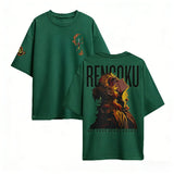 Rengoku Oversized Cotton T-Shirt | Demon Slayer Graphic Tee Graphic Tees - The Eezee Shop