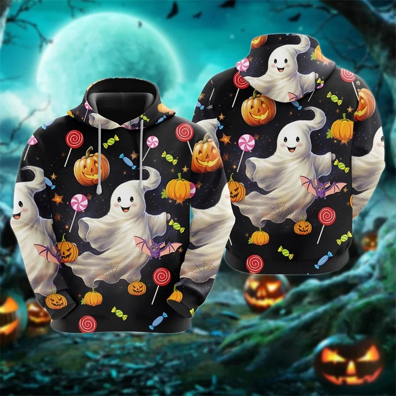 3D Ghost Candy Halloween Hoodie | Men's Witch Pattern Pullover Hoodies & Sweatshirts - The Eezee Shop