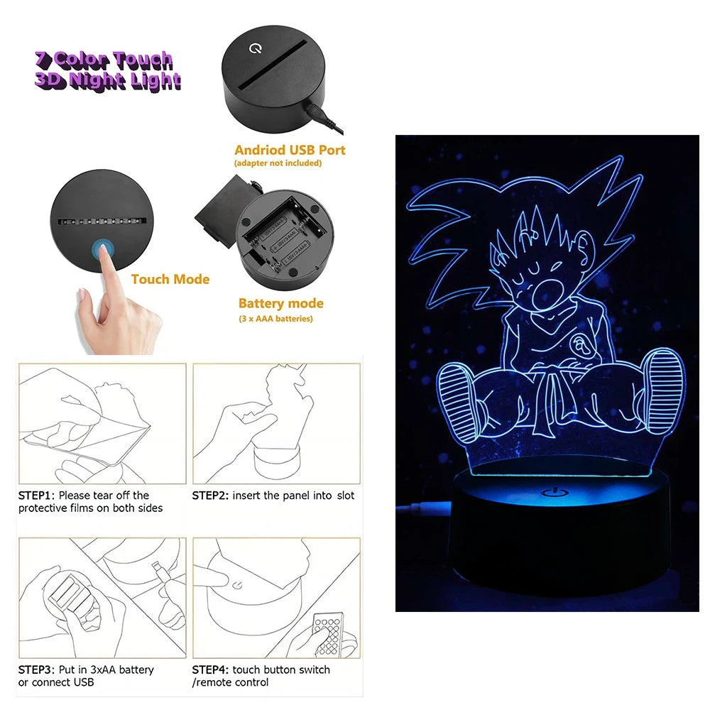 Dragon Ball Z 3D Figure Lamp | Goku, Vegeta, Gohan & Broly Lamps & Night Lights - The Eezee Shop