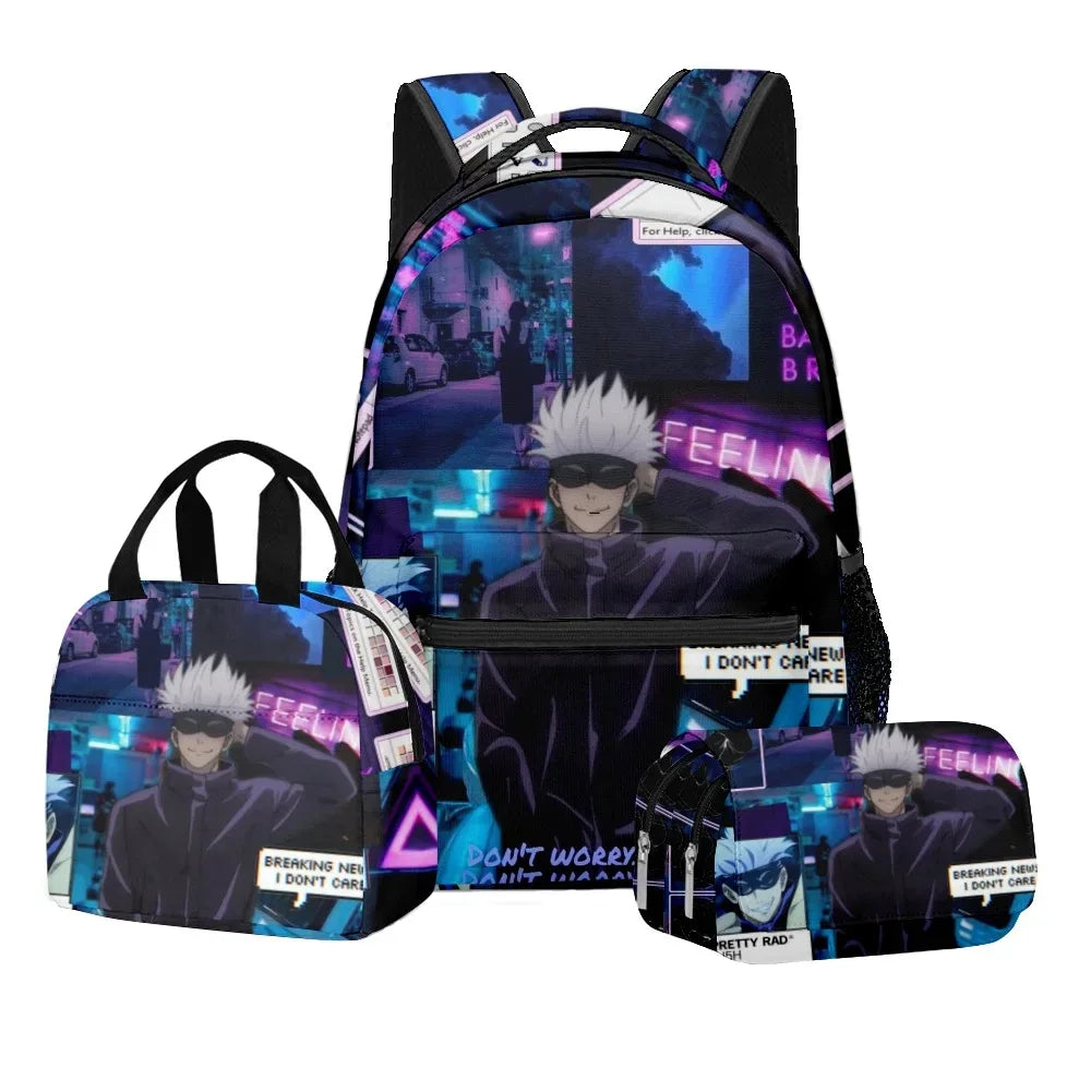 Satoru Gojo 3D Backpack Set | Laptop Bag with Pencil Case Backpacks - The Eezee Shop