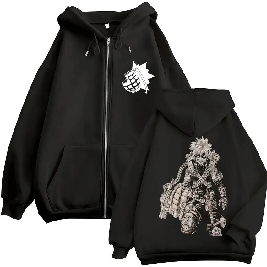 My Hero Academia Zip-Up Hoodie | Vintage Fleece Sweatshirt Hoodies & Sweatshirts - The Eezee Shop