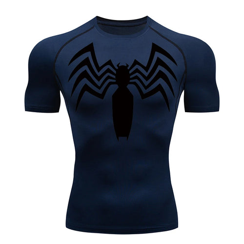 Spider Print Compression Shirts for Men Summer Short Sleeve Rash Guard Other - The Eezee Shop