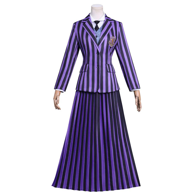 Gothic Academy Purple Striped Uniform Dress | Cosplay Costume Cosplay Costumes - The Eezee Shop