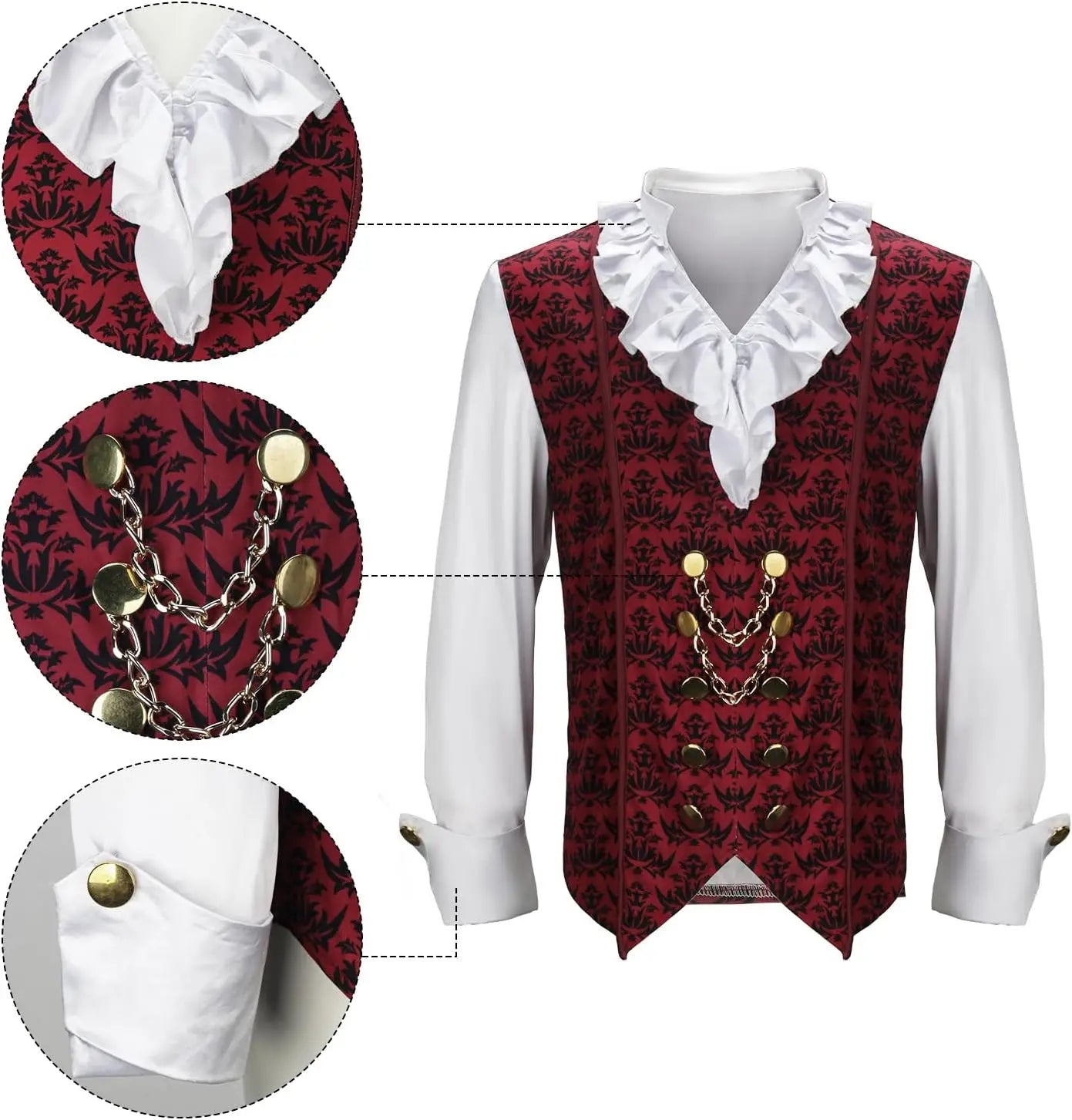 Men's Victorian Vampire Costume | Gothic Shirt & Long Cape Halloween Costumes - The Eezee Shop